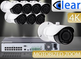 32 CH NVR with (8) 4K IPX8 8 Megapixel, 3.3-12mm Motorized Lens, 30m IR, H.265, CVBS (BNC) Option...