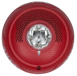System Sensor SPSCRLED L-Series Indoor Speaker Ceiling-Mounted LED Strobe, "FIRE", Red