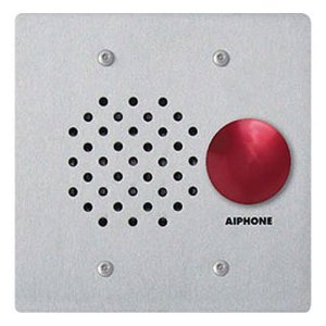 Aiphone LE-SSR 2-Gang Door Station with Red Mushroom Button, Vandal and Weather Resistant, Stainl...