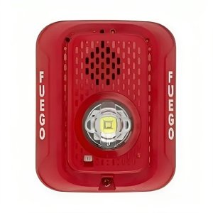 System Sensor P2RLED-SP L-Series Indoor 2-Wire LED Horn Strobe, Wall-Mount, Marked FUEGO, Red