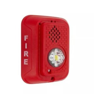 System Sensor P2RLED L-Series Indoor 2-Wire LED Horn Strobe, Wall-Mount, Marked FIRE, Red