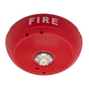 "System Sensor SCRLED L Series Ceiling Mount Strobe with LED, FIRE Label, Red "
