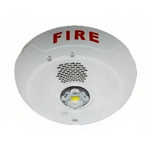 System Sensor SCWLED L Series Ceiling Mount Strobe with LED, FIRE Label, White