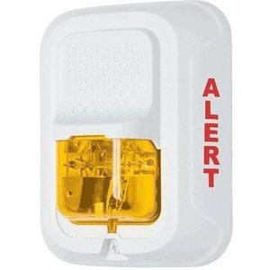 System Sensor SWLED-ALERT L-Series Wall-Mount Strobe with LED, "ALERT" Marking, Amber Lens, White