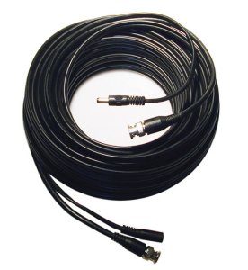 RG59 Coaxial Premade Cable (150', Black), designed for CCTV installations, is UL-listed and includes a power connector.