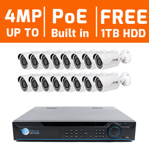 16 Ch 4K NVR & 16 HD Megapixel IR Bullet (2MP, 3MP, 4MP Options) Kit for Business Professional Grade