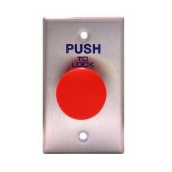 420GE Camden Stainless Steel Faceplate N/O & N/C Single Gang Plain Faceplate, Green Button With Exit