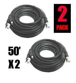 50 Feet BNC/DC Video/Power Siamese Cable - 2 Pack