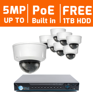 8 CH 4K NVR & 8 x 3 Megapixel HD IR Dome Motorized Lens Kit With 1TB Hard Drive Pre-installed for...