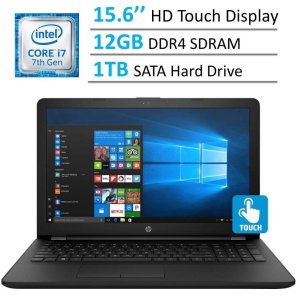 HP 15.6-inch HD Touchscreen WLED-Backlit Display Laptop PC, Intel Dual Core i7-7500U 2.7GHz Processor, 12GB DDR4 SDRAM, 1TB HDD, Bluetooth, HDMI, HD Graphics 620, DVD Burner, Windows 10