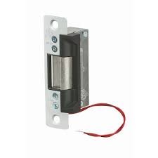 Door Electric Strike, Standard/Fail Secure, 16 Volt AC, Black Anodized, With 4-7/8" Radius Faceplate, For Aluminum Door
