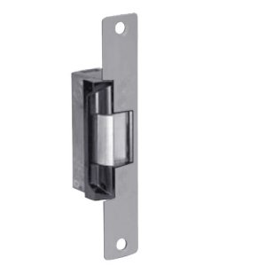 Door Electric Strike, Standard/Fail Secure, 24 Volt AC, Clear Anodized, With 6-7/8" Flat Faceplate, For Aluminum Door