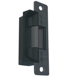 Door Electric Strike, Standard/Fail Secure, 12 Volt AC, Black Anodized, With 4-7/8" Flat Faceplate, For Hollow Metal/Wood Door