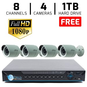 4 HD 1080p Bullet 8Ch DVR System Kit for Business Professional Grade