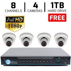 4 HD 1080p Security Dome 8Ch DVR Kit for Business Professional Grade