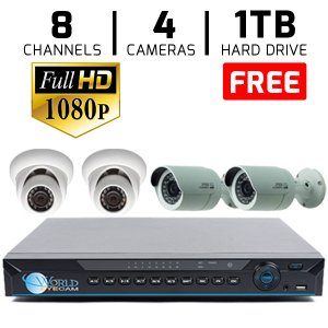 4 HD 1080p Security Dome & Bullet 8Ch DVR Kit for Business Professional Grade