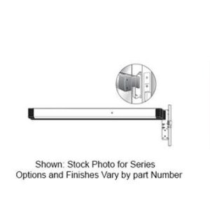 Door Concealed Vertical Rod Exit Device, Narrow Stile, Silent Electrification Latch Retraction, 42" Opening Width, Black Anodized Pushbar, For Aluminum Door