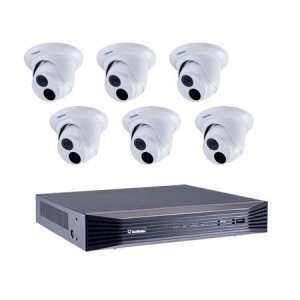 Geovision UVS Line 8 Channel at 4K (2160p) NVR Kit 48Mbps Max Throughput - 2TB w/ Built-in 8 Port PoE and 6 x 4MP 2.8mm Outdoor IR Eyeball IP Security Cameras