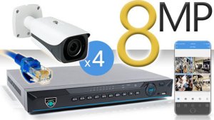 8 CH NVR with 4 4K 8MP Mini Bullet Cameras 4K Kit for Business Professional Grade FREE 1TB Hard Drive