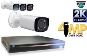 4 CH DVR with 4 HD 4MP Bullet Cameras HD Kit for Business Professional Grade FREE 1TB Hard Drive 