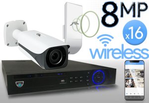 Wireless 8MP IP Bullet (16) Camera Kit