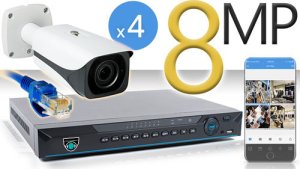 8 CH NVR with 4 4K 8MP Bullet Cameras 4K Kit for Business Professional Grade FREE 1TB Hard Drive