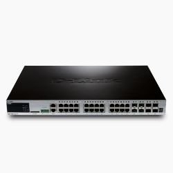 DGS-3620-28PC-SI xStack 24-Port Layer 3 PoE+ Switch with 4 Combo SFP Ports, 4 10Gigabit SFP+, Standard Image
