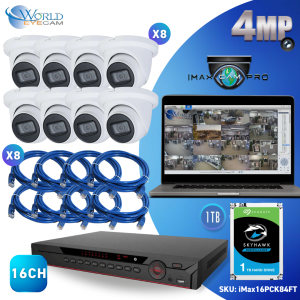 16CH NVR & 4 HD Megapixel Starlight Fixed Turret Network Security Camera Kit