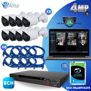 8CH NVR & 4 HD Megapixel WDR Starlight Fixed Bullet Network Security Camera Kit