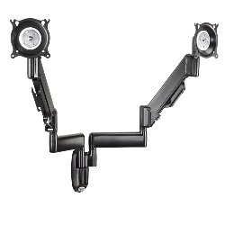 KWY220S Height-Adjustable Dual Arm Wall Mount, Dual Monitor, Silver