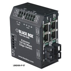LBH240A-P-ST Extreme Heavy-Duty Edge Switch, (4) 10/100 Copper + (2) Fiber Ports, Multimode, 100–240-VAC, ST