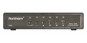 Real Time Quad/Switcher, 720 x 480 NTSC/720 x 576 PAL Resolution, 420 Milliampere, 5 Watt, 8.6" Width x 5.5" Depth x 2" Height, With 12 Volt DC Power Supply, Looping