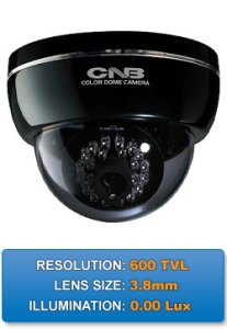 LBM-20S-Blck CNB 1/3" IT CCD 600TVL, Fixed 3.8mm Lens, 28 IR, IR Indoor Dome Camera (CLON)
