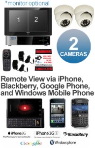 MAC & Windows Compatible 2 Camera Video Security Camera System - iPhone, Android, Blackberry, Goo...