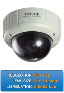 WECV1862PVF  1/3" High Sensitivity CCD 2.8~10.5mm Lens Outdoor Vandal Resistant 550TVL