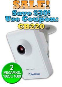 84-CB220-D01U Geovision 3.35mm 1920x1080 Indoor Color Cube IP Security Camera 12VDC (CLON)