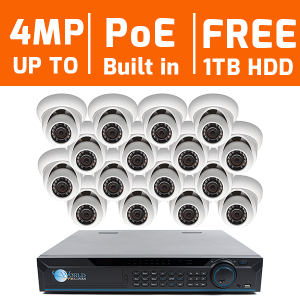16 Ch 4K NVR & 16 HD Megapixel IR Dome (2MP, 3MP,4MP Options) Kit for Business Professional Grade...