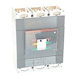 3 pole, 800 amps rated at 600V AC, Tmax molded case circuit breaker, 100% rated with an electronic trip device and 65kA at 480V AC interrupt current rating