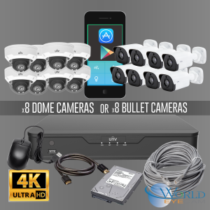 Uniview Complete 8-Channel 4K Ultra HD IP NVR System (Kit) with Eight Metal 4MP Fixed Cameras, 1T...