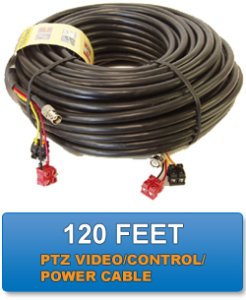 3-in-1 PTZ Cable - Pan Tilt Zoom CABLE 120FT. ONE CABLE INCLUDES VIDEO, CONTROLS, AND POWER.