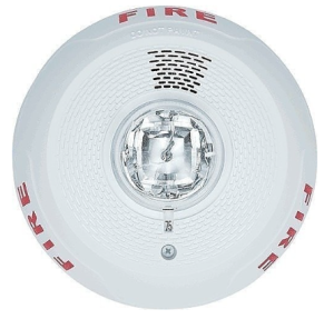 System Sensor PC4WL L-Series Indoor Selectable Output Horn Strobe, 4-Wire, Ceiling Mount, "FIRE" ...