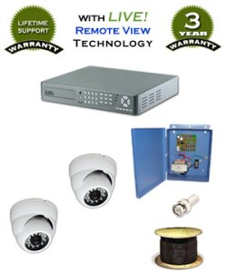 WEC-H264-4CH 2 Channel DVR Kit (Includes 2 WCAMJID948WH White Dome Security Cameras)