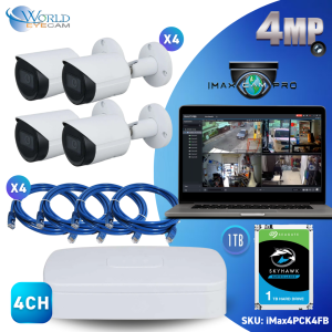 4CH 4 PoE NVR & 4 HD Megapixel WDR Starlight Fixed Bullet Network Security Camera Kit