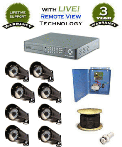 Complete DVR Camera System w/8 Infrared Color Sony Super HAD CCD Cameras 8-Channel DVR Video Surveillance System