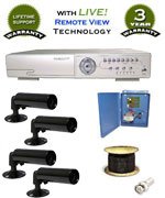 *EASY SETUP* 4 Camera Color Security Camera System w/ Sony CCD High Res Bullet Cameras and Remote...