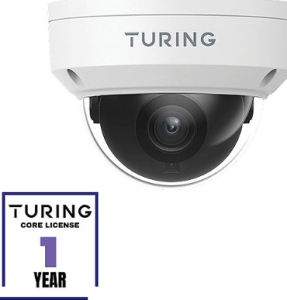 Turing Video TP-MFD4A28-1Y CORE AI VSaaS License-Enabled 4MP Low Light Dome IP Camera, 2.8mm Fixe...