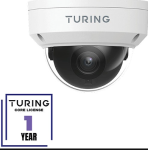 Turing Video TP-MFD8M28-1Y CORE AI VSaaS License-Enabled 8MP Low Light Dome IP Camera, 2.8mm Fixe...