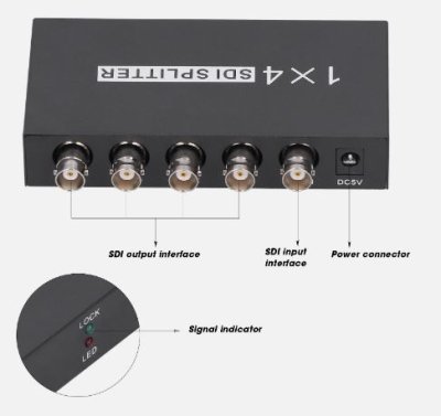 SDI Splitter, SDI Splitter Out Splitter SDI Adapter Seamless Integration