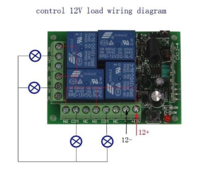 4 Channels Wireless RF Remote Control Switch Transmitter+ Receiver Relay 433Mhz
