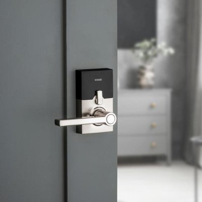 Weiser Hancock SmartCode Satin Nickel Electronic Residential Keyed Entry Lever with SmartKey Tech...